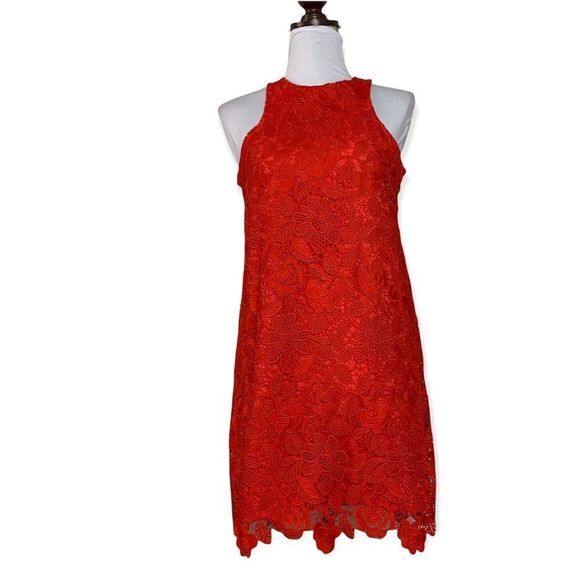 Lovers + Friends Dresses & Skirts - LOVERS + FRIENDS women’s red lace overlay racerback tank dress sz S